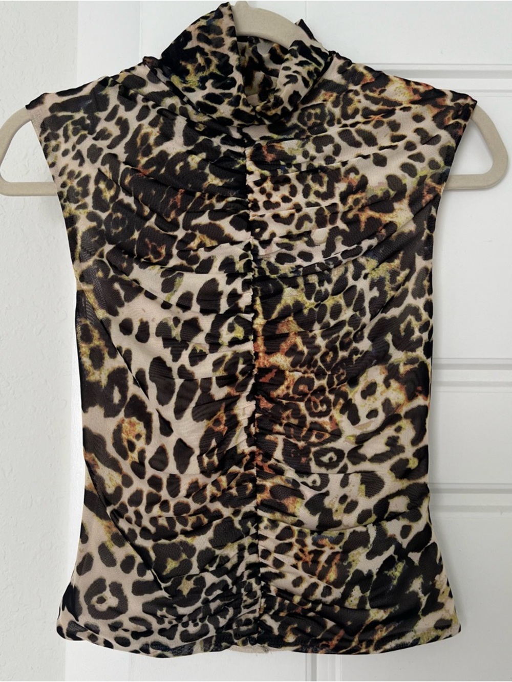 AFRM Jolie Ruched Leopard Top